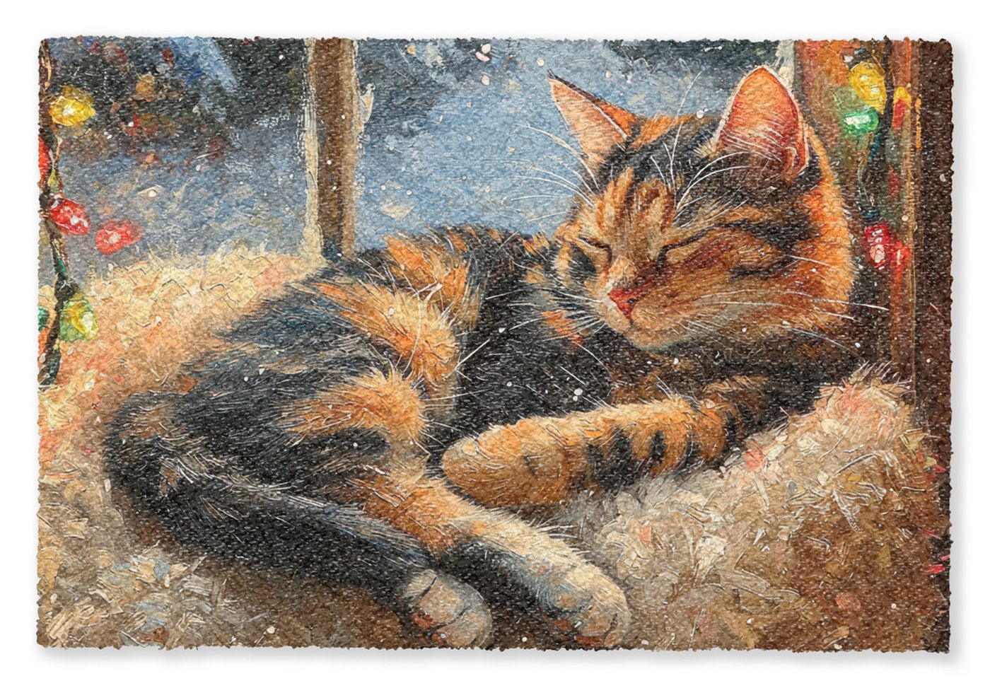 MuchoWow Fußmatte Katze - Weihnachten - Winter - Tier, Rechteckig, innen Schmutzfangmatte, Tür, Schmutzfänger Flur, Teppich 60x40 cm Bild 4