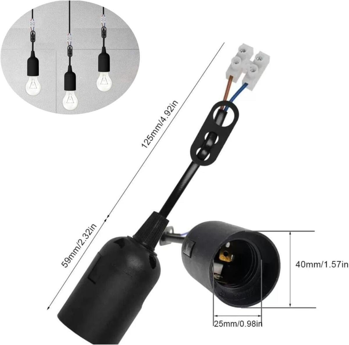 FELIXLEO Lampenfassung 10 Stücke Fassung E27 Renovierfassung Lampenfassung mit Kabel, (1-St)