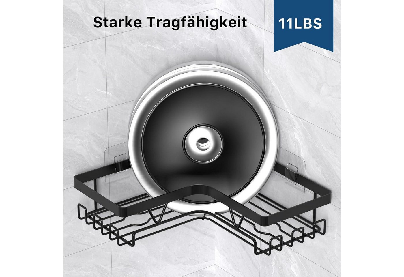 LuxusKollektion Duschablage Duschablage Ecke ohne Bohren Duschregal Duschkorb 2 Stück Schwarz Bild 3