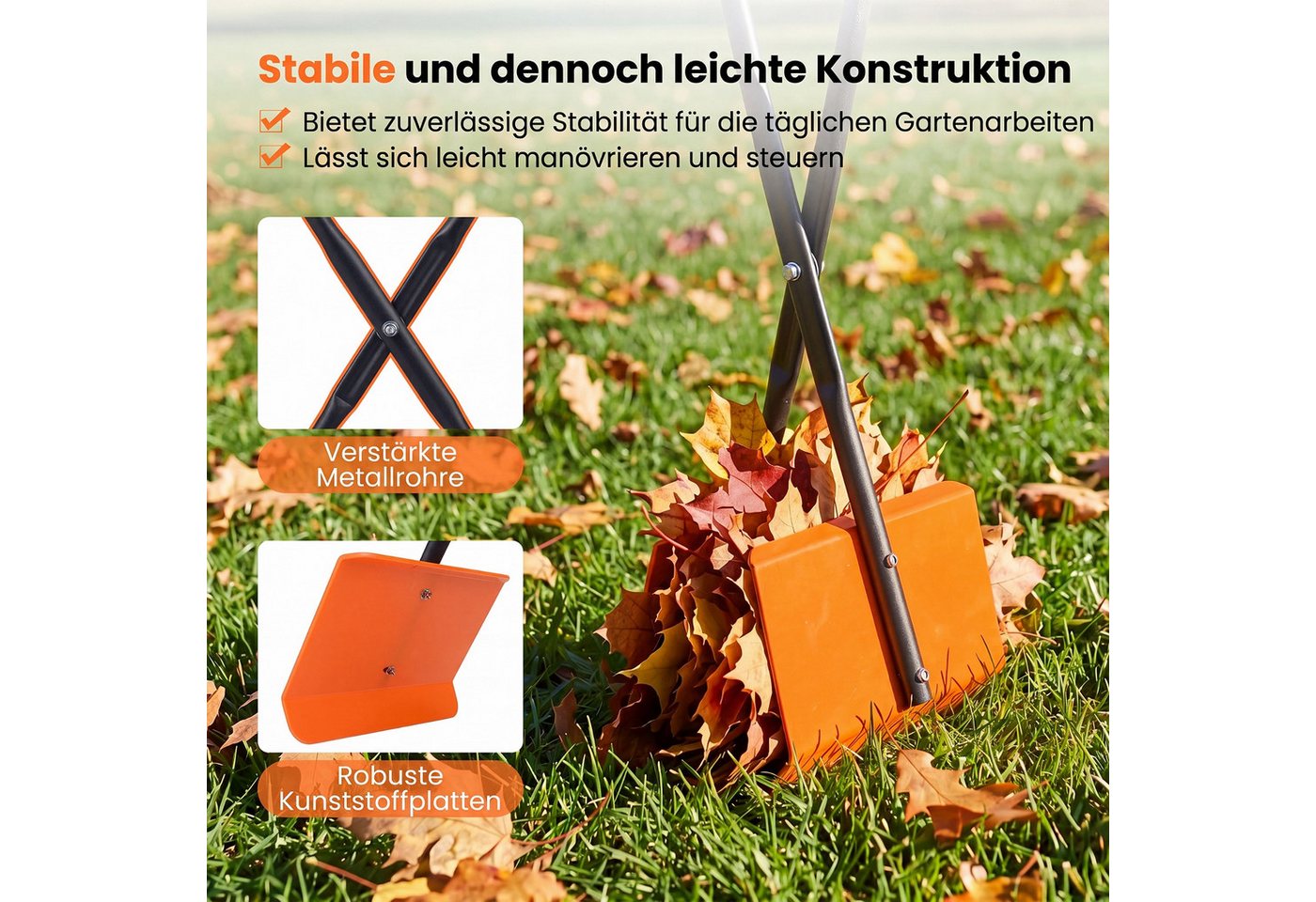COSTWAY Laubgreifer, Laubsammler mit 92 cm langem Stiel, 30 x 15 x 92 cm Bild 5