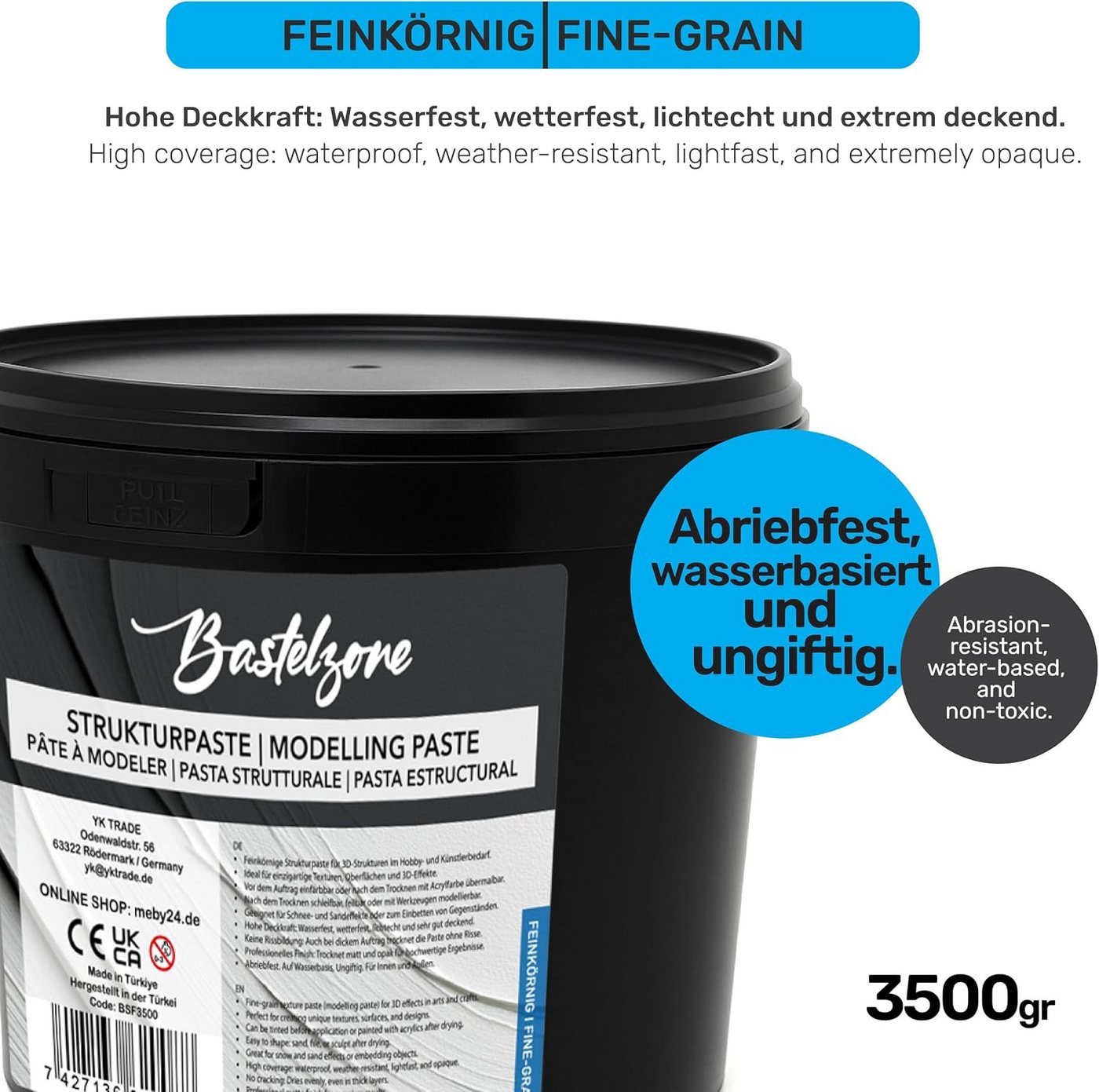 Greenpoint Strukturpaste Strukturpaste Modellierpaste Spachtelmasse - Acrylmalerei & Leinwand, XXL 3,5 kg für 3D-Effekte, Reliefs und kreative Texturen