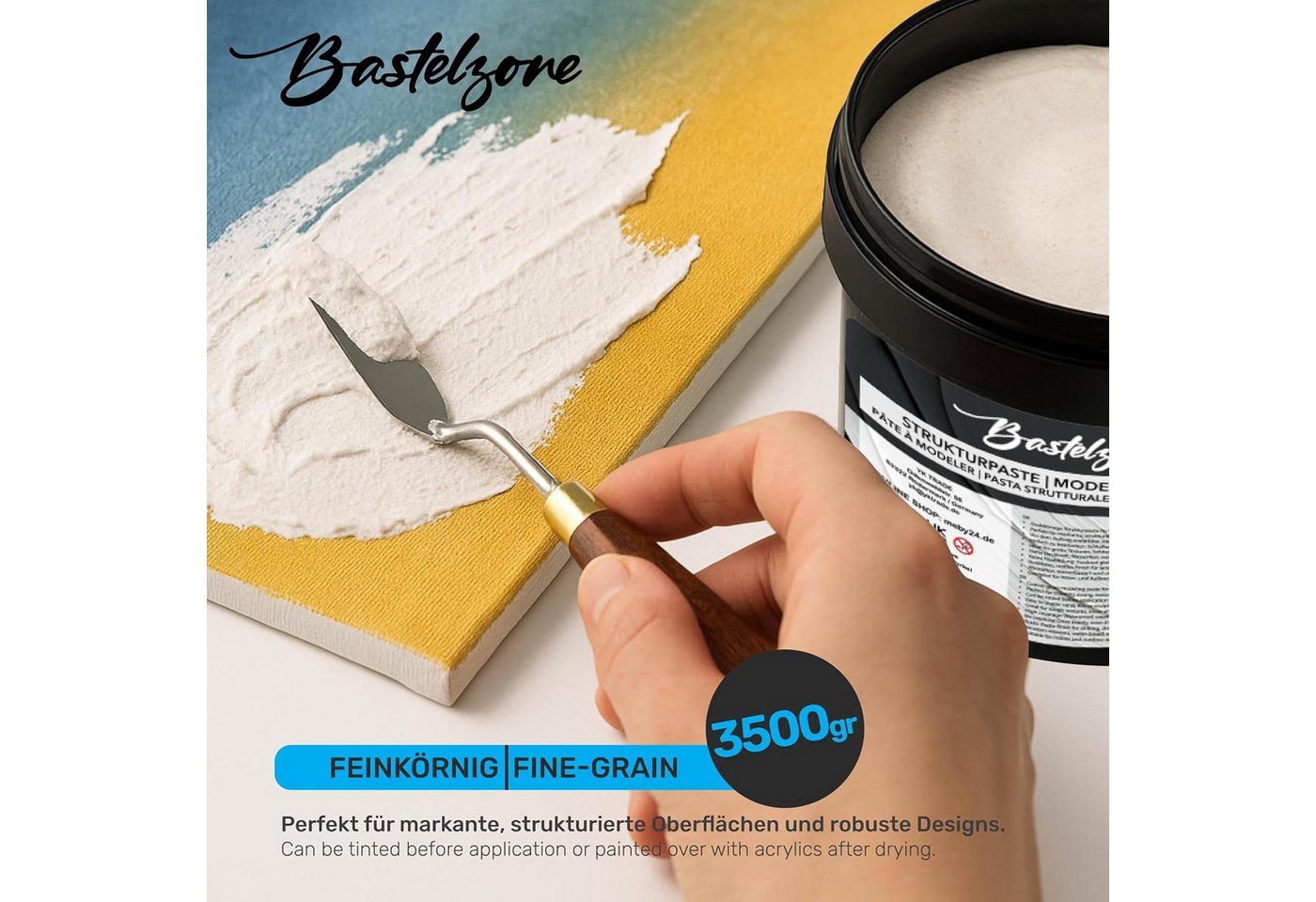 Greenpoint Strukturpaste Strukturpaste Modellierpaste Spachtelmasse - Acrylmalerei & Leinwand, XXL 3,5 kg für 3D-Effekte, Reliefs und kreative Texturen Bild 4