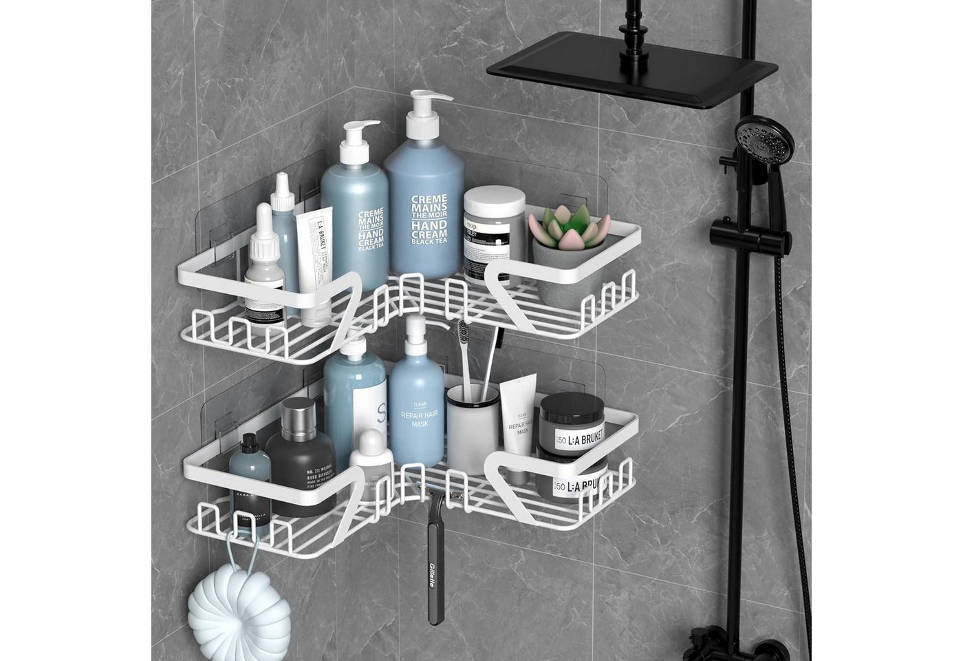LuxusKollektion Duschablage Duschregal Ecke Weiß 2 Stück Bild 3