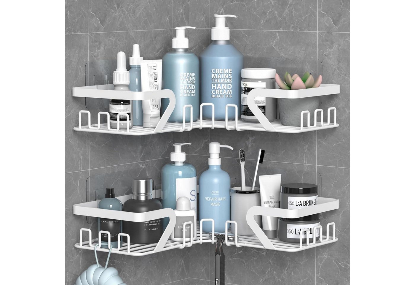 LuxusKollektion Duschablage Duschregal Ecke Weiß 2 Stück Bild 5