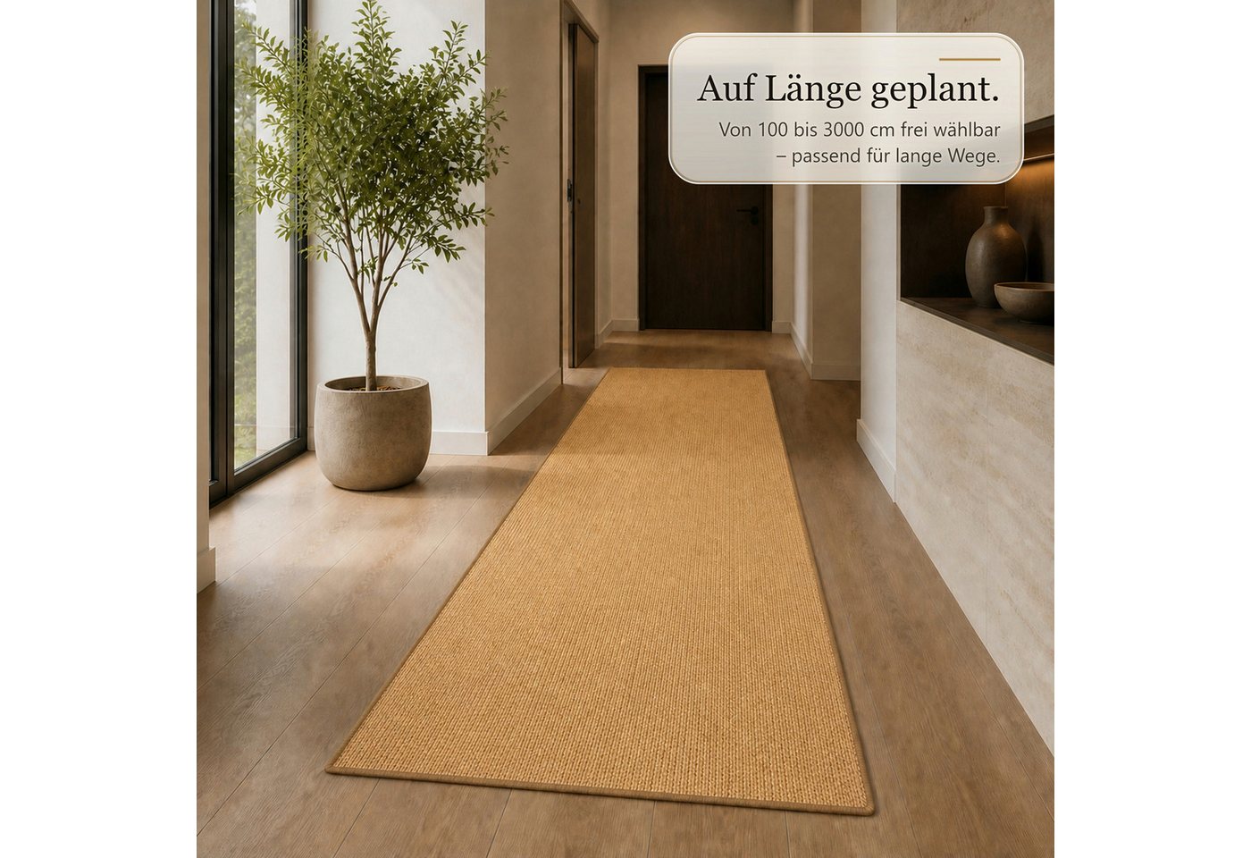 Kubus Sisalteppich Moa Sisal-Teppich aus 100 % Sisal mit Latexrücken und Kettelung, Farblich abgestimmte Kettelung