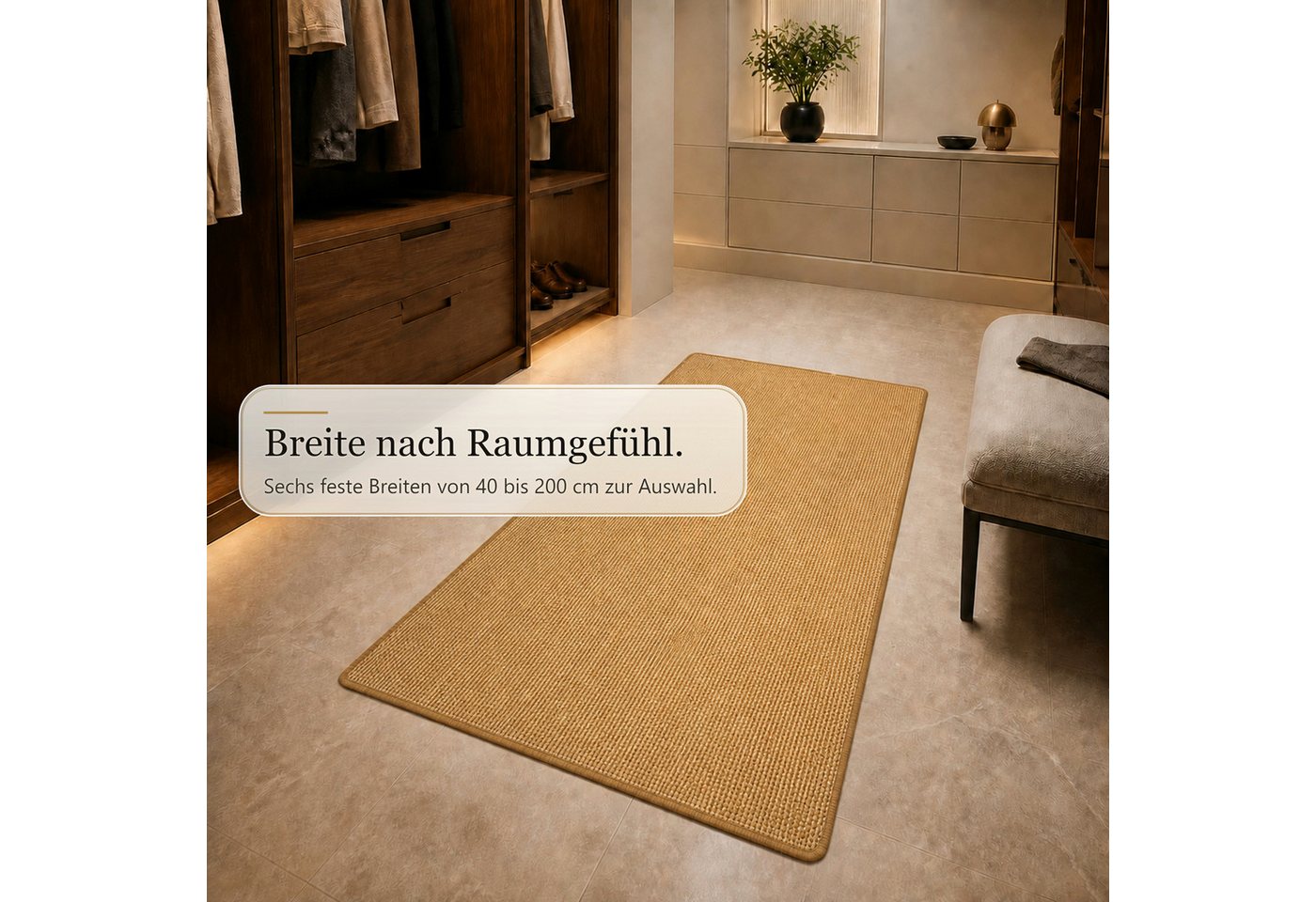 Kubus Sisalteppich Moa Sisal-Teppich aus 100 % Sisal mit Latexrücken und Kettelung, Farblich abgestimmte Kettelung Bild 4