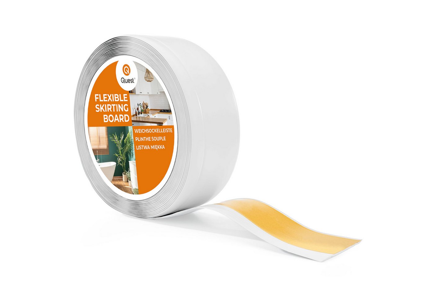 Quest Sockelleiste Weichsockelleiste Selbstklebend Knickleiste 70x20 mm, L: 100,00 cm, H: 7,00 cm, Packung, 1-St., wasserfest, UV-beständig, für Küche & Bad Bild 2