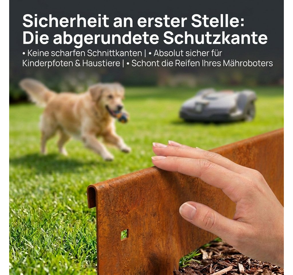 PEACOCK Garden SupportS Rasenkante Rasenkante corten 10m – robuste Beeteinfassung 16cm hoch