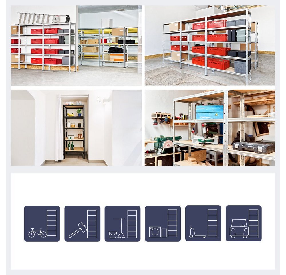 shelfplaza Schwerlastregal HOME, 180x30x60cm blau, 6 Böden, Kellerregal, Garagenregal, Steckregal