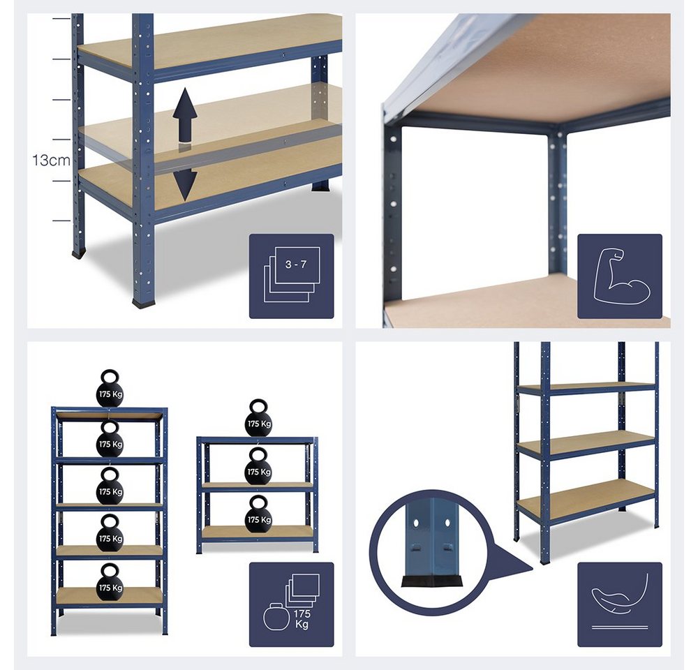 shelfplaza Schwerlastregal HOME, 180x30x60cm blau, 6 Böden, Kellerregal, Garagenregal, Steckregal Bild 2