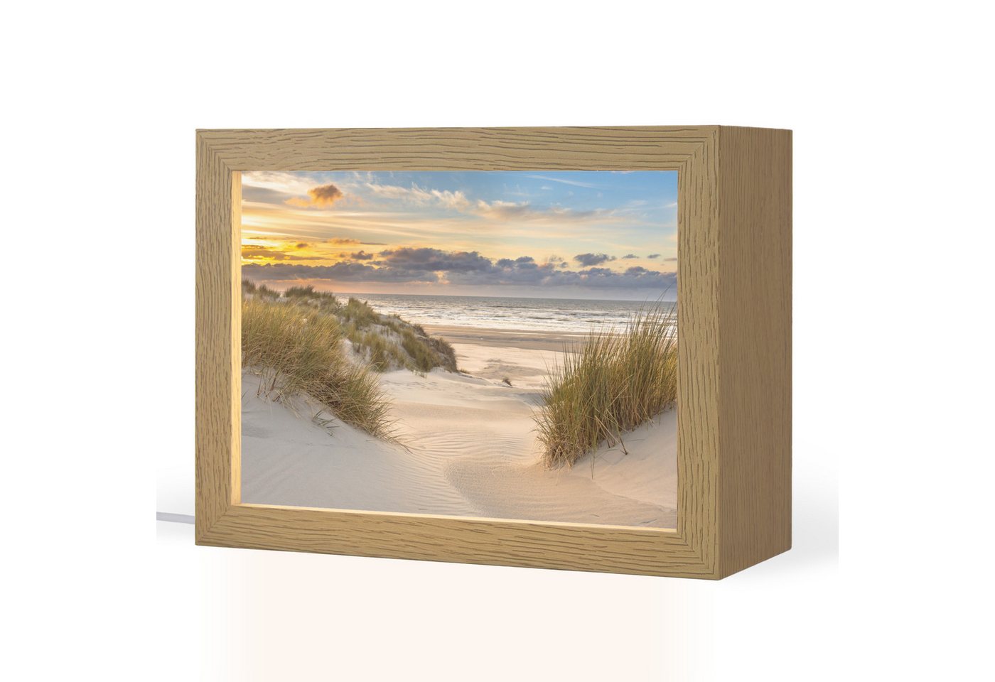 OnlyWow Tischleuchte Strand - Düne - Gras - Sonnenuntergang - Meer, Dimmbar, Farbwechsel, LED, Warmweiß, Kaltweiß, Neutralweiß Einstellbar, Tischlampe, Schreibtischlampe, Desk, Dimmbar, mit Kabel, LED