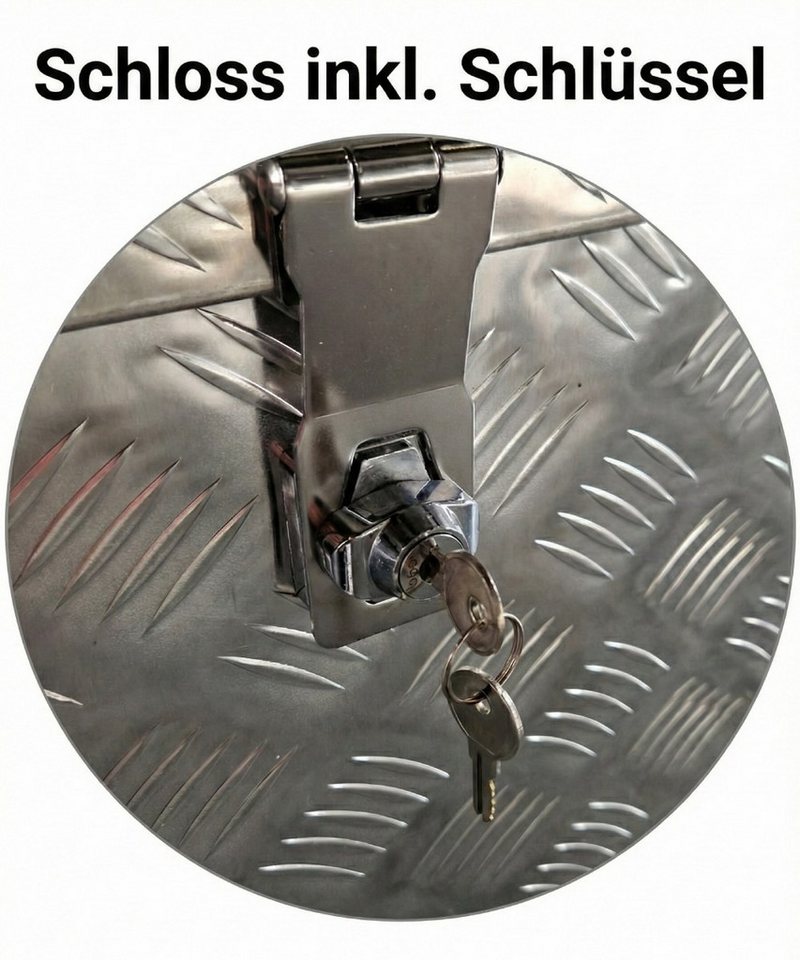 Systafex® Anhänger-Deichselbox Aluminium Deichselbox Staubox 58,5x23x19cm abschließbar Riffelblech, Edelstahl Scharniere Bild 3