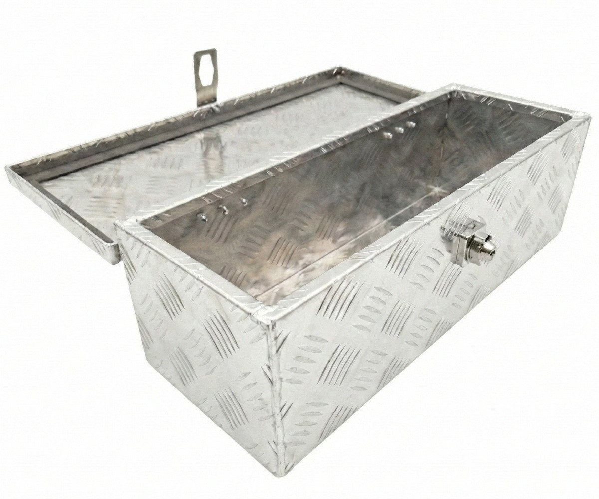 Systafex® Anhänger-Deichselbox Aluminium Deichselbox Staubox 58,5x23x19cm abschließbar Riffelblech, Edelstahl Scharniere Bild 4