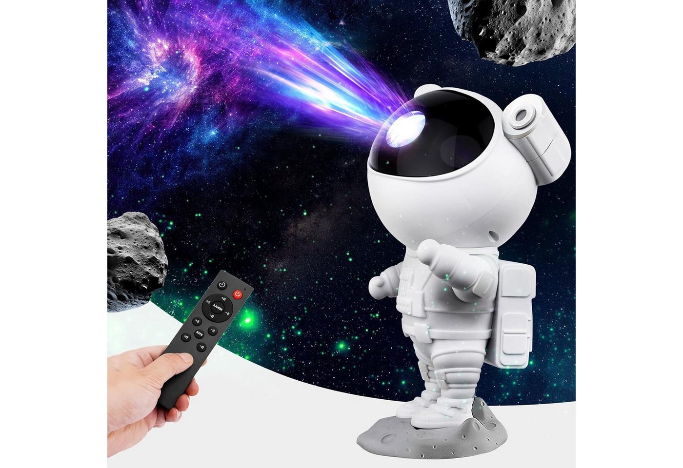 kowdom Nachtlicht Sternenhimmel Projektor Astronaut Nachtlicht mit Fernbedienung Timer, LED, mehrfarbig, wählbar, Astronaut-Design, Fernbedienung, Timer, 360° Rotation, Sterne Bild 5