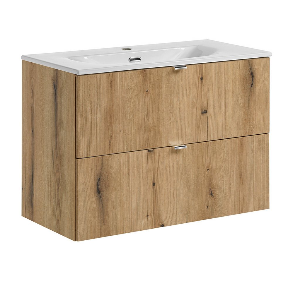 Lomadox Waschtisch NEWPORT-56-OAK, Unterschrank mit Waschbecken, Eiche, 80cm Bild 3