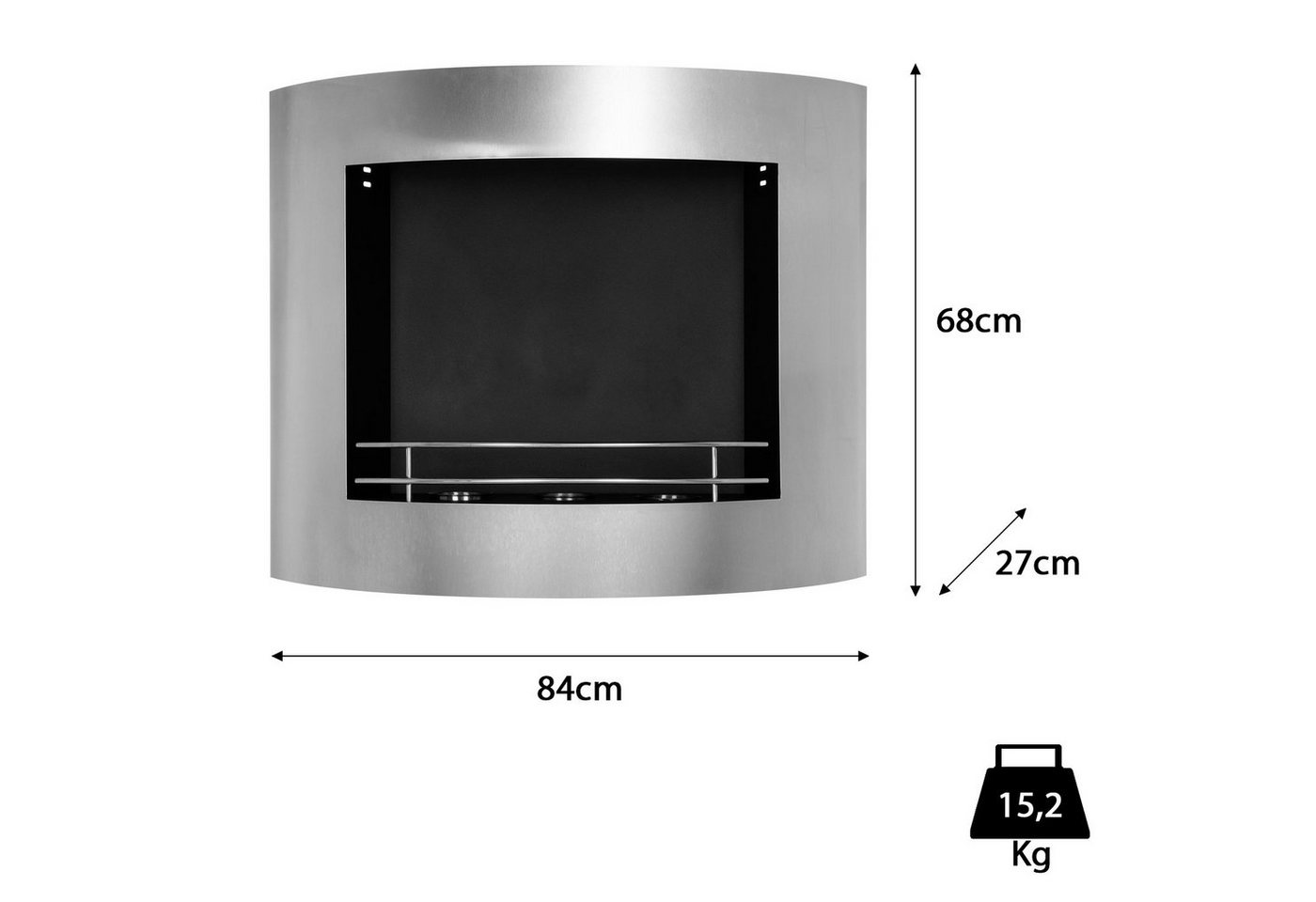 Moritz Dekokamin Bioethanol Kamin Wandkamin 84cm x 67cm x 26,5cm, Ethanolbrenner Glasfeuer Terrassenfeuer Kamin Bild 3