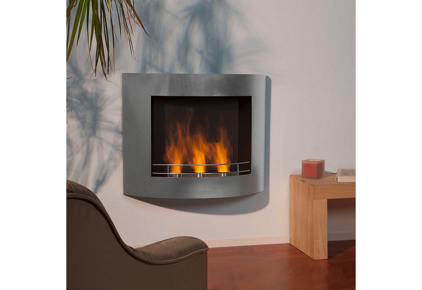 Moritz Dekokamin Bioethanol Kamin Wandkamin 84cm x 67cm x 26,5cm, Ethanolbrenner Glasfeuer Terrassenfeuer Kamin Bild 5
