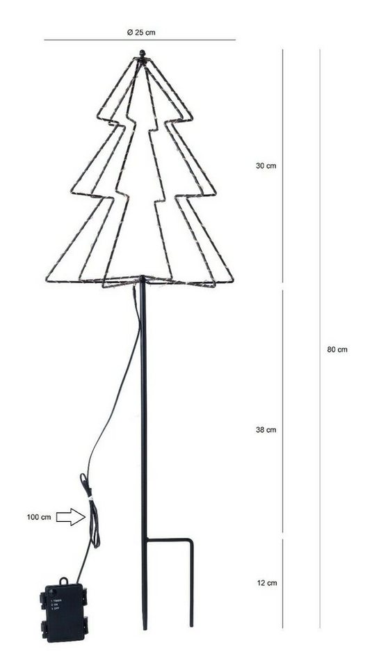 Meinposten LED-Lichterkette LED Gartenstecker Tannenbaum Weihnachtsbeleuchtung warmweiß, 6-Stunden-Timer Bild 4