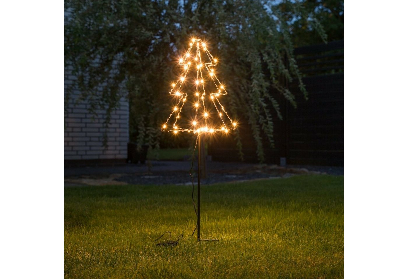 Meinposten LED-Lichterkette LED Gartenstecker Tannenbaum Weihnachtsbeleuchtung warmweiß, 6-Stunden-Timer Bild 5