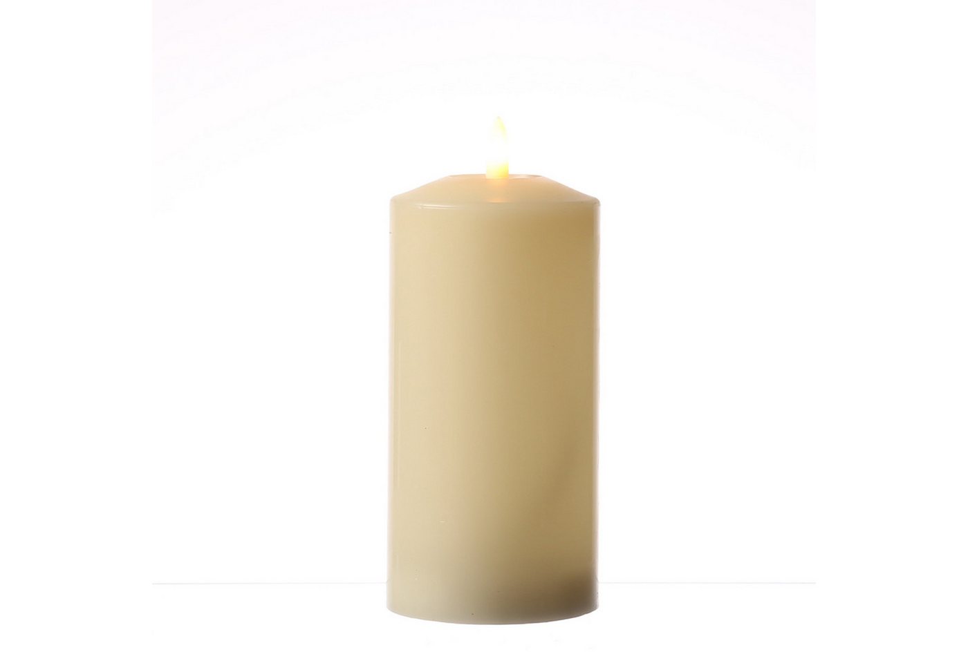 MARELIDA LED-Kerze Stumpenkerze Echtwachs flackernd H: 17,5cm D: 7,5cm Timer creme, LED Classic, warmweiß (2100K bis 3000K) Bild 3