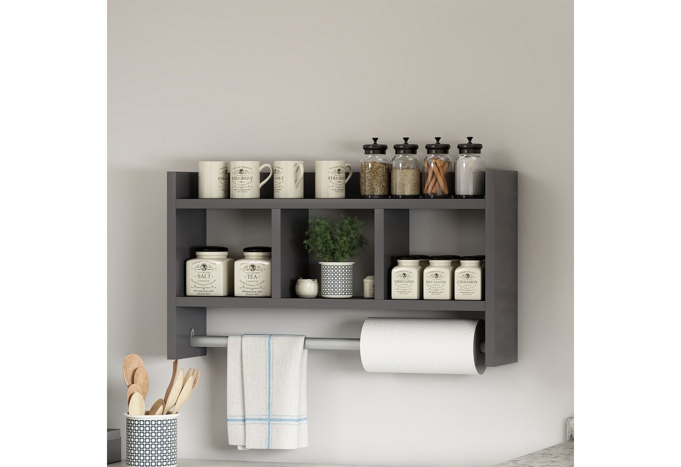 DEMA Home Wandregal Asya Küchenregal, Breite/Höhe/Tiefe: 64/35/15 cm