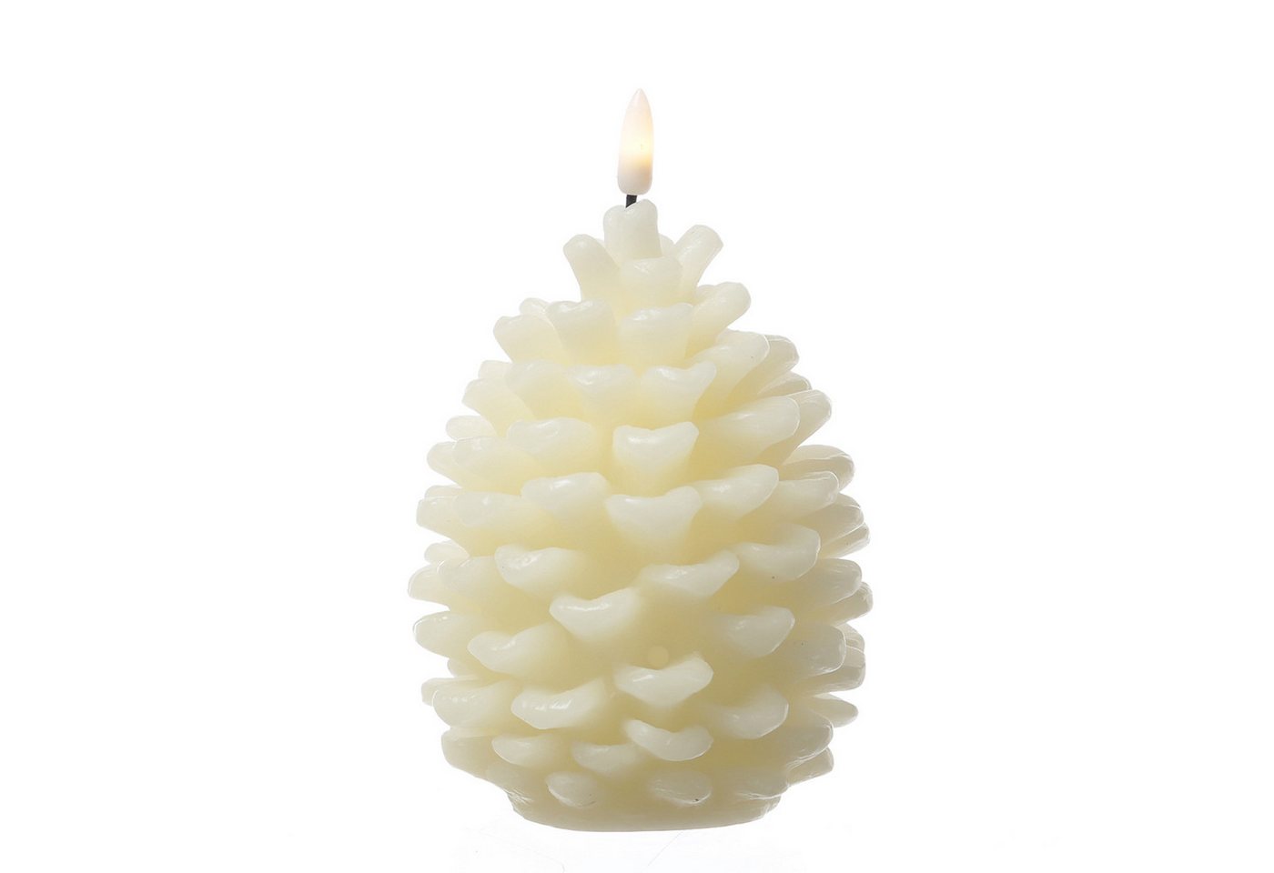 MARELIDA LED-Kerze Tannenzapfen Echtwachs Zapfenform Weihnachtsdeko H: 15,5cm Timer creme, LED Classic, warmweiß (2100K bis 3000K) Bild 3