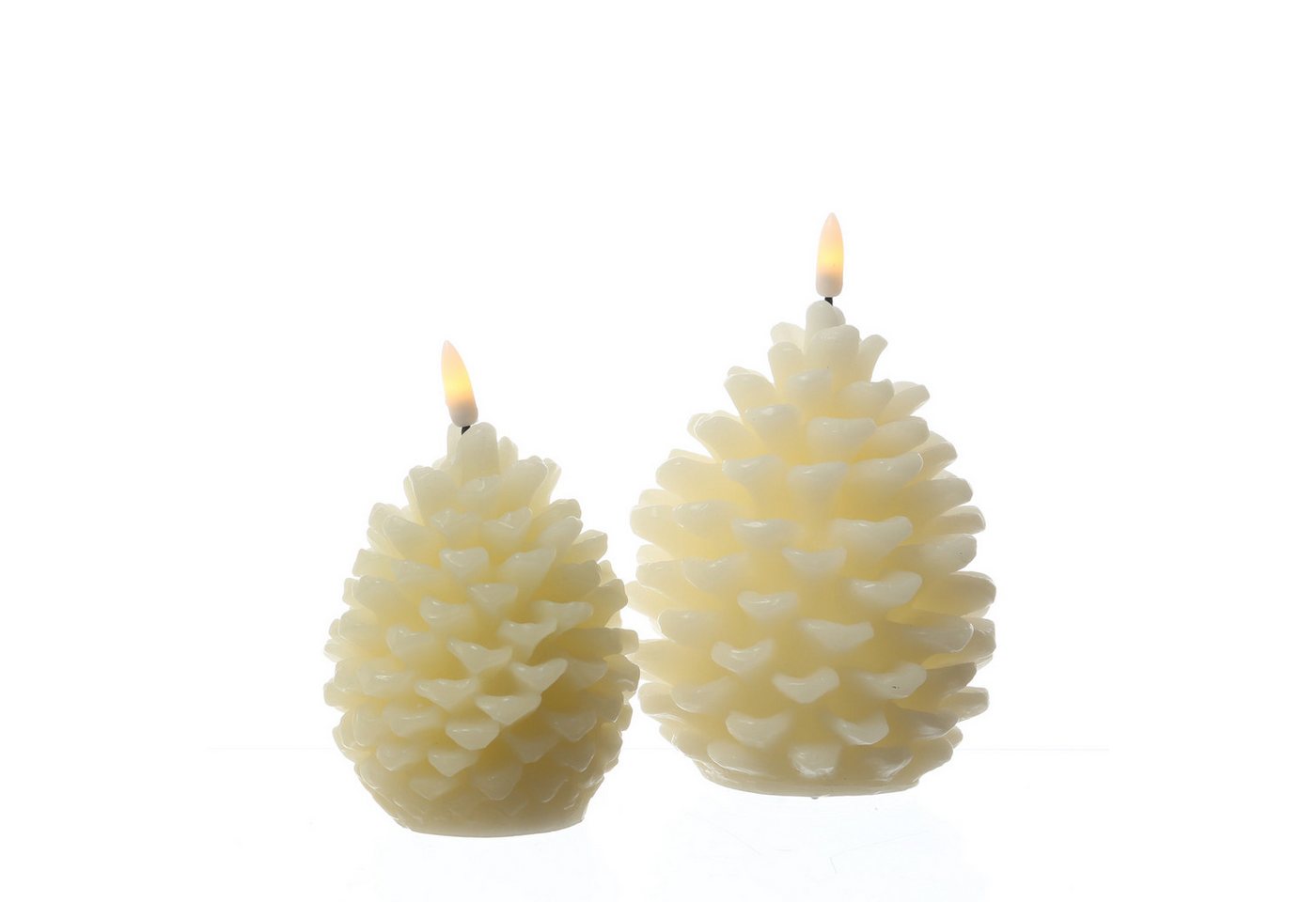 MARELIDA LED-Kerze Tannenzapfen Echtwachs Zapfenform Weihnachtsdeko H: 15,5cm Timer creme, LED Classic, warmweiß (2100K bis 3000K) Bild 5