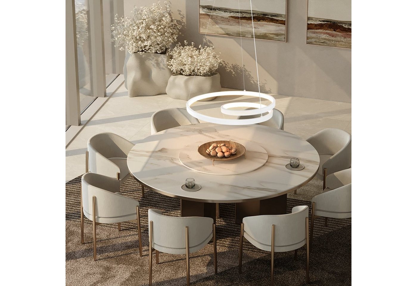 ZMH Pendelleuchte 40CM Design Modern für Wohnzimmer Schlafzimmer Küche Esszimmer, dimmbar, LED fest integriert, LED × höhenverstellbar