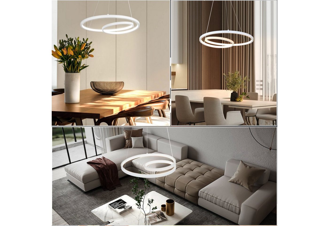 ZMH Pendelleuchte 40CM Design Modern für Wohnzimmer Schlafzimmer Küche Esszimmer, dimmbar, LED fest integriert, LED × höhenverstellbar Bild 2