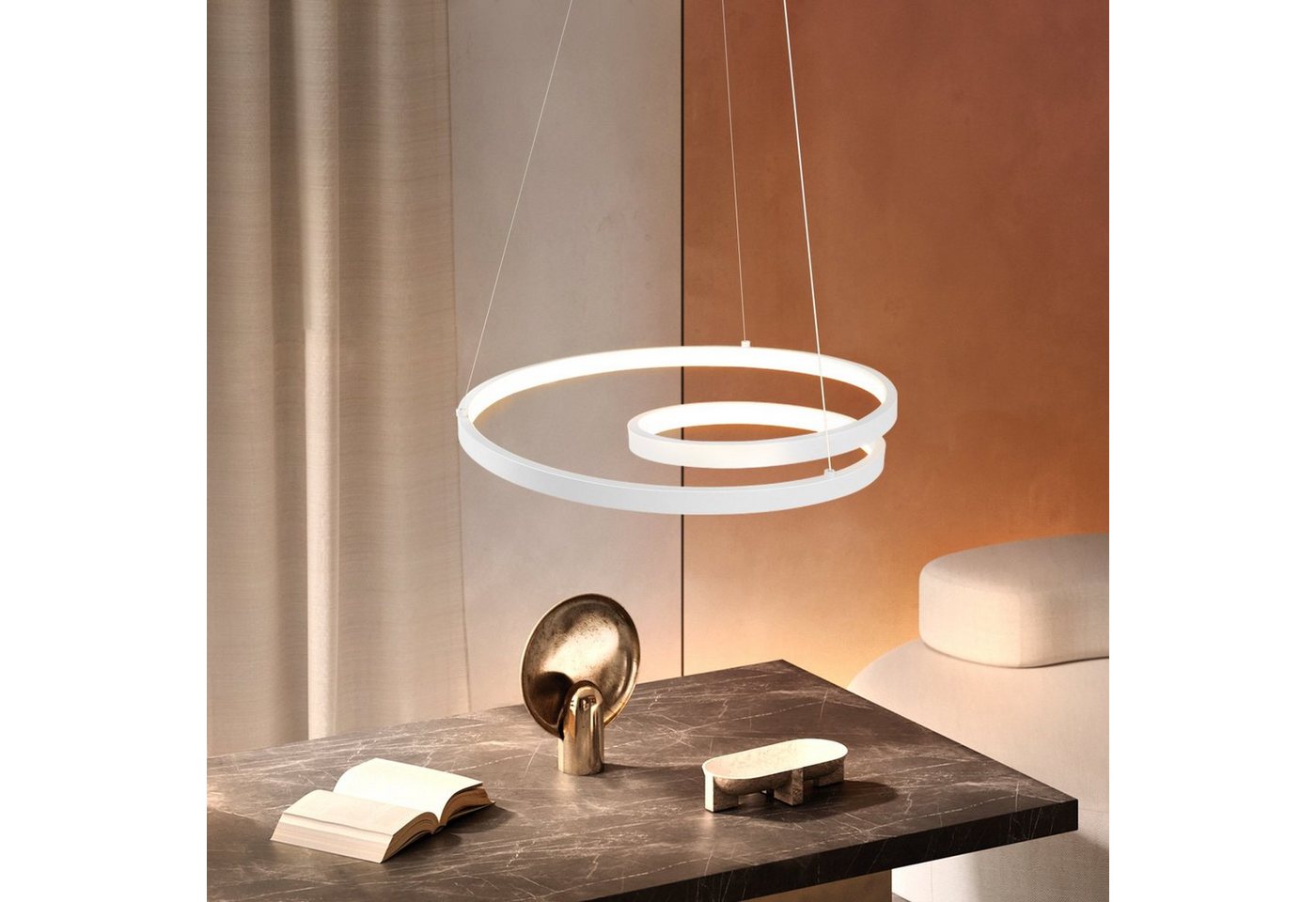ZMH Pendelleuchte 40CM Design Modern für Wohnzimmer Schlafzimmer Küche Esszimmer, dimmbar, LED fest integriert, LED × höhenverstellbar Bild 3