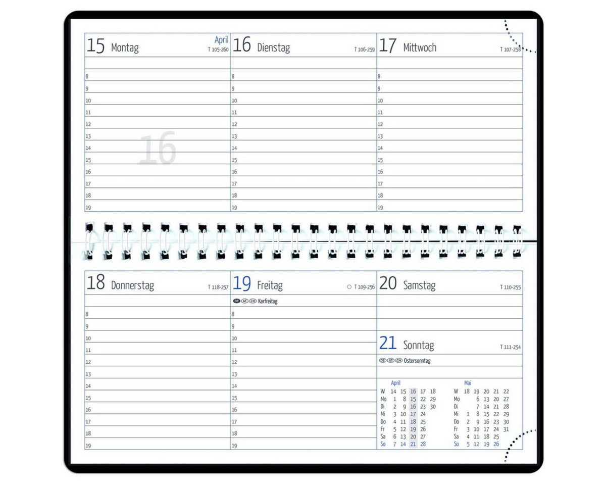 GÜSS Kalender Schreibtischkalender Tischkalender 17x8cm 1 Woche/2 Seiten schwarz 2027 Bild 2