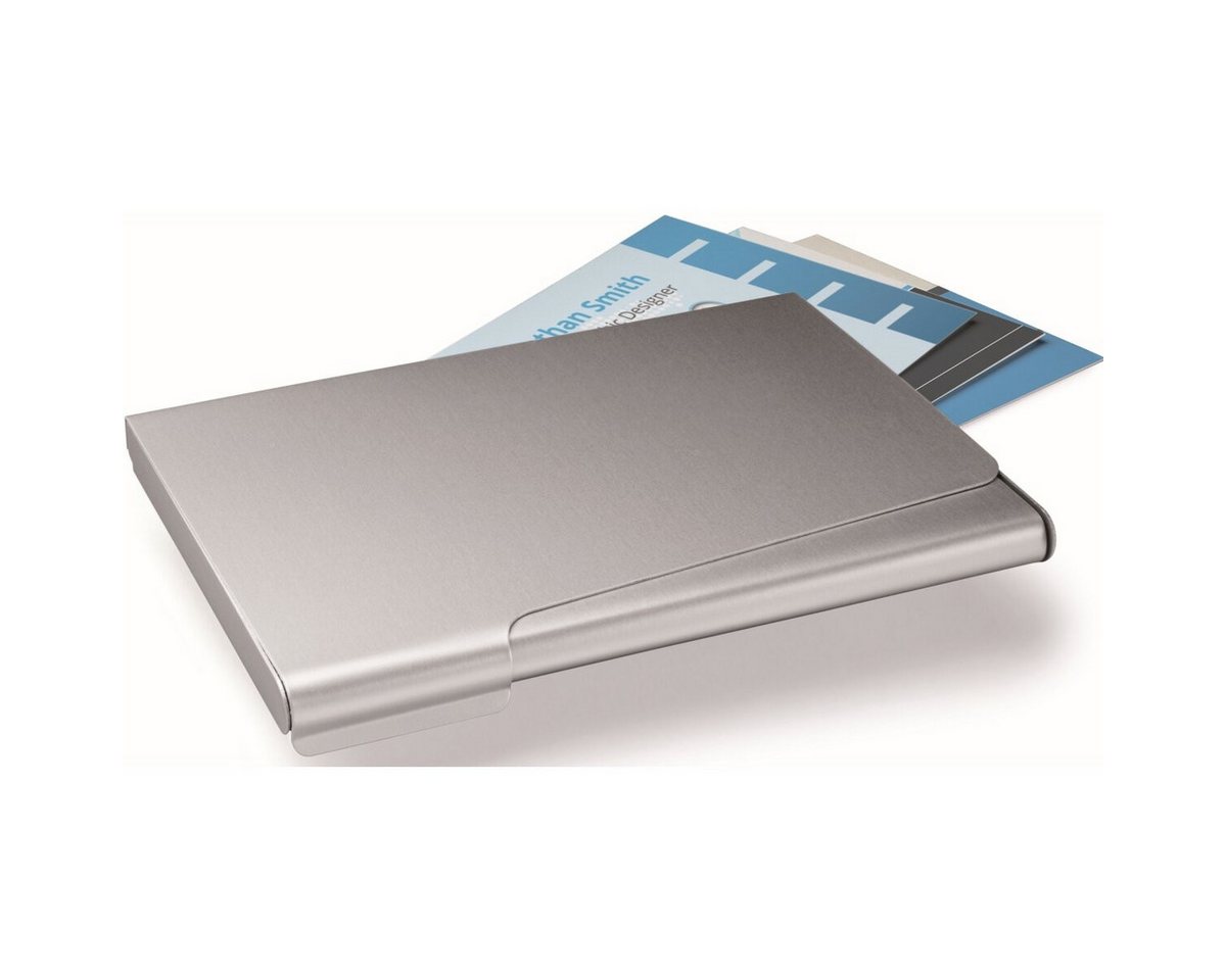 DURABLE Visitenkartenhülle Visitenkarten-Box für 20 Karten metallic silber