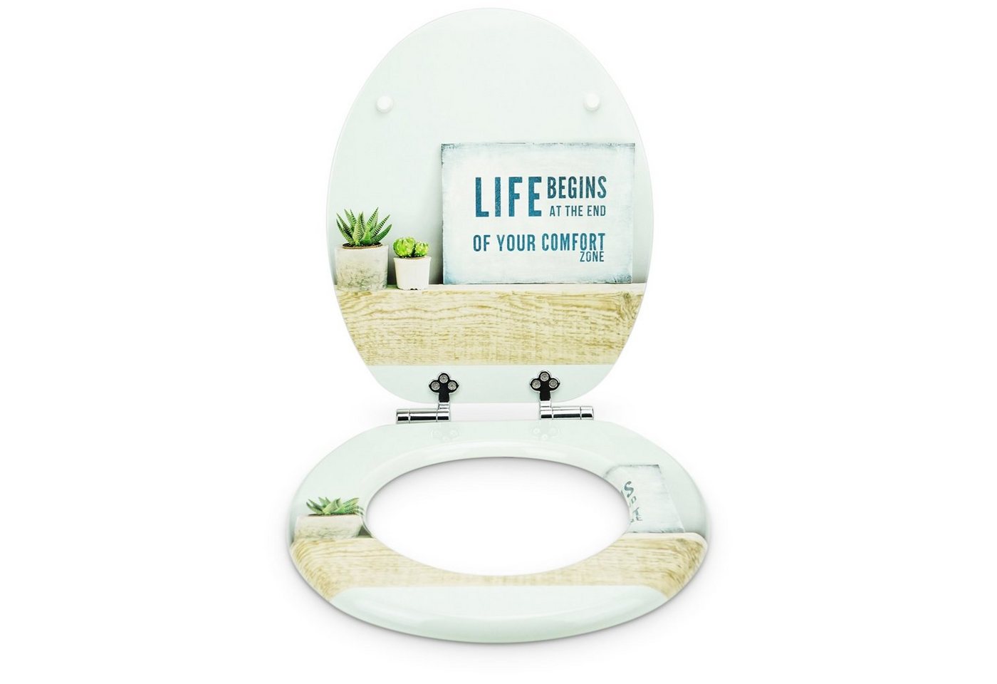 Sanfino WC-Sitz „Life“ hochwertiger Toilettendeckel mit Absenkautomatik und Holz, viele bunte Motive, hoher Sitzkomfort, einfache Montage