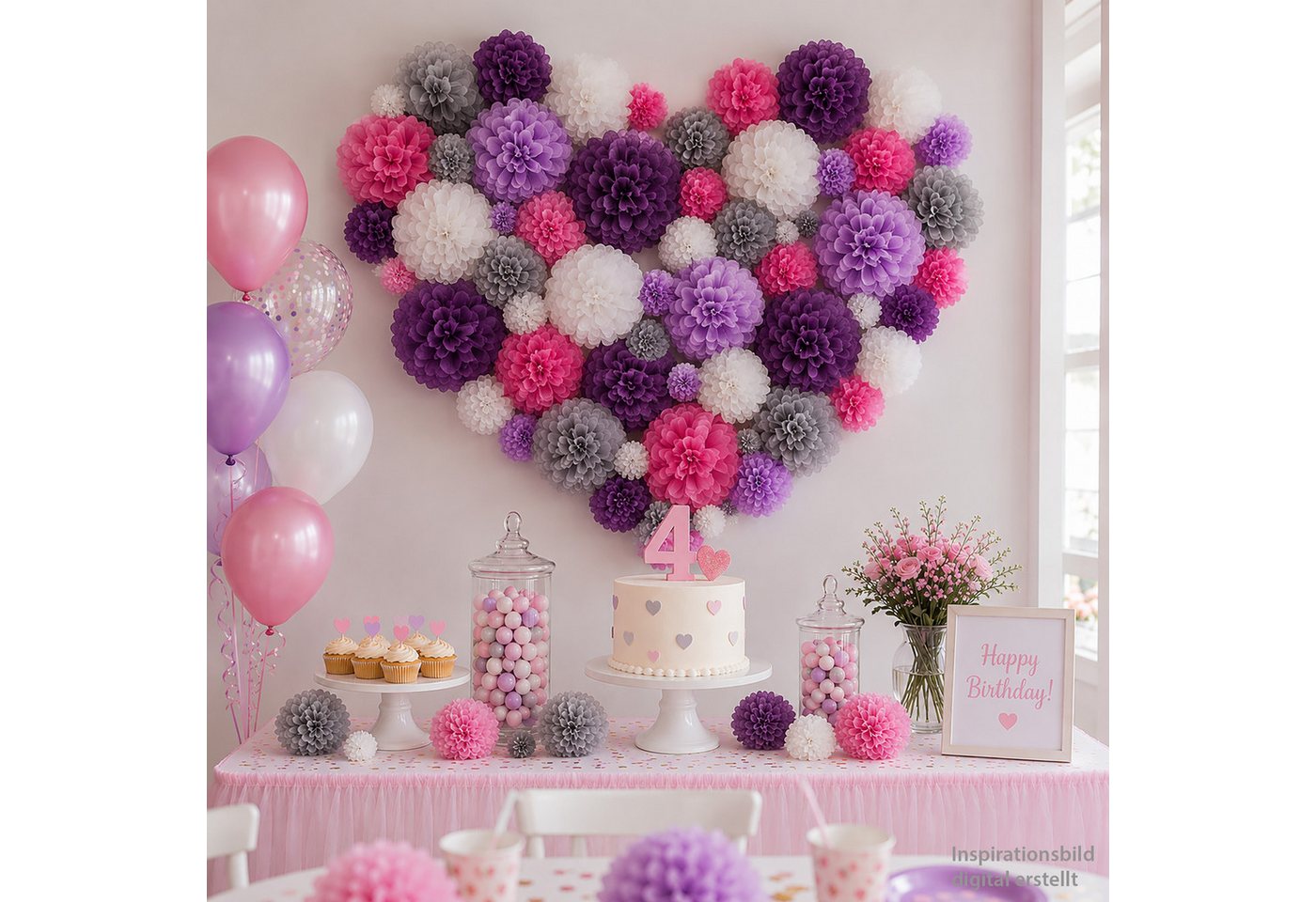 Creativery Pompon, Pompon 12cm Papier 1 Stück Lila Bild 2