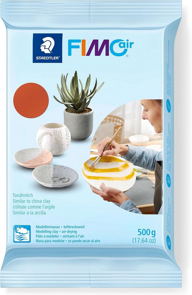 STAEDTLER Modelliermasse lufttrocknende Modelliermasse FIMO air 500g Terrakotta 1 Stück (Mehrfachpackung, 1-tlg., 1x 500g), Kein Brennvorgang erforderlich – härtet an der Luft aus