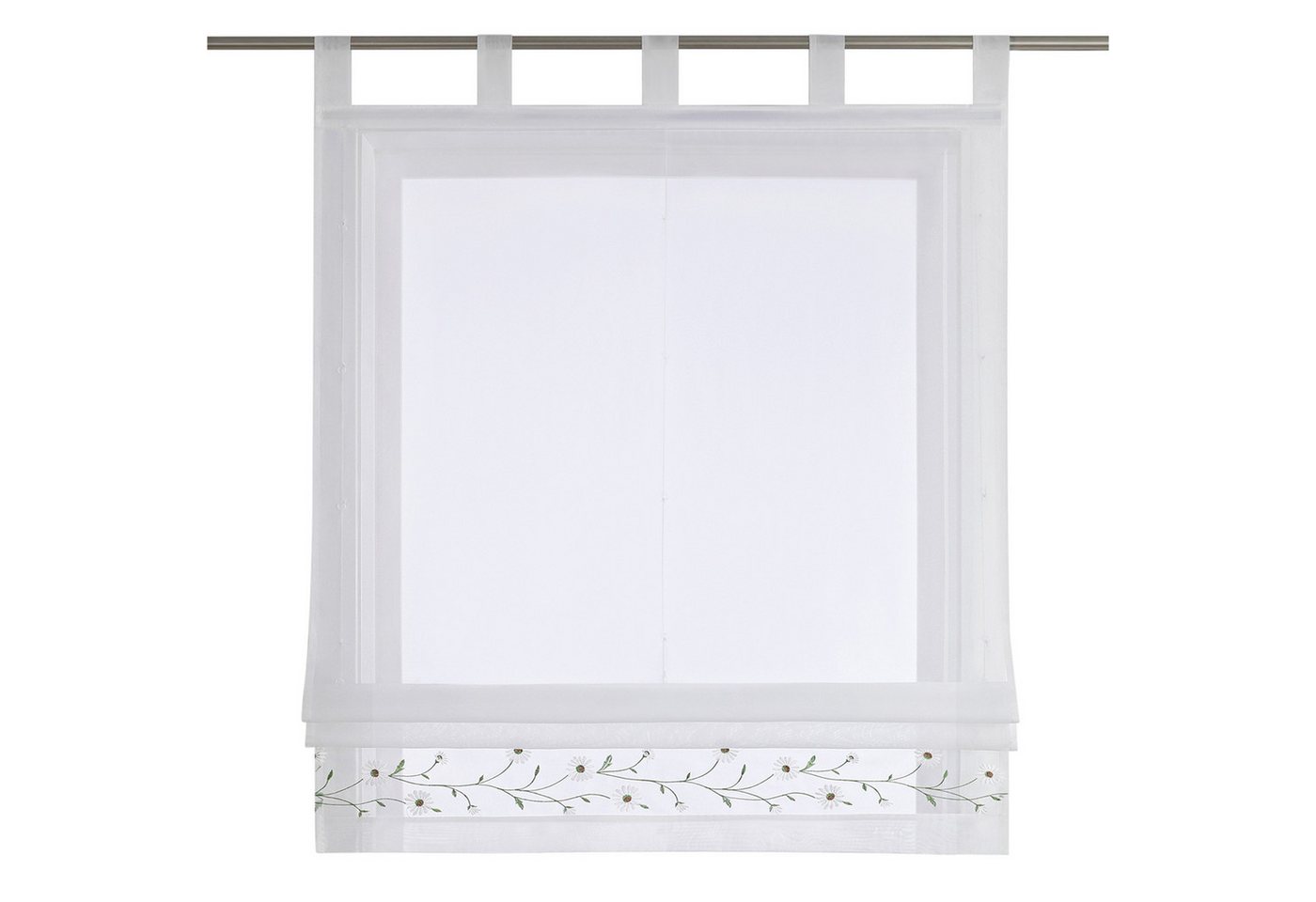 Joyswahl Raffrollo Voile Raffgardine mit Blumenstickerei leicht für Fenster weiß, mit Schlaufen, Gardinenstange, Einfach zu installieren, Bestickte Gardine mit Blumen, Landhausstil Bild 3