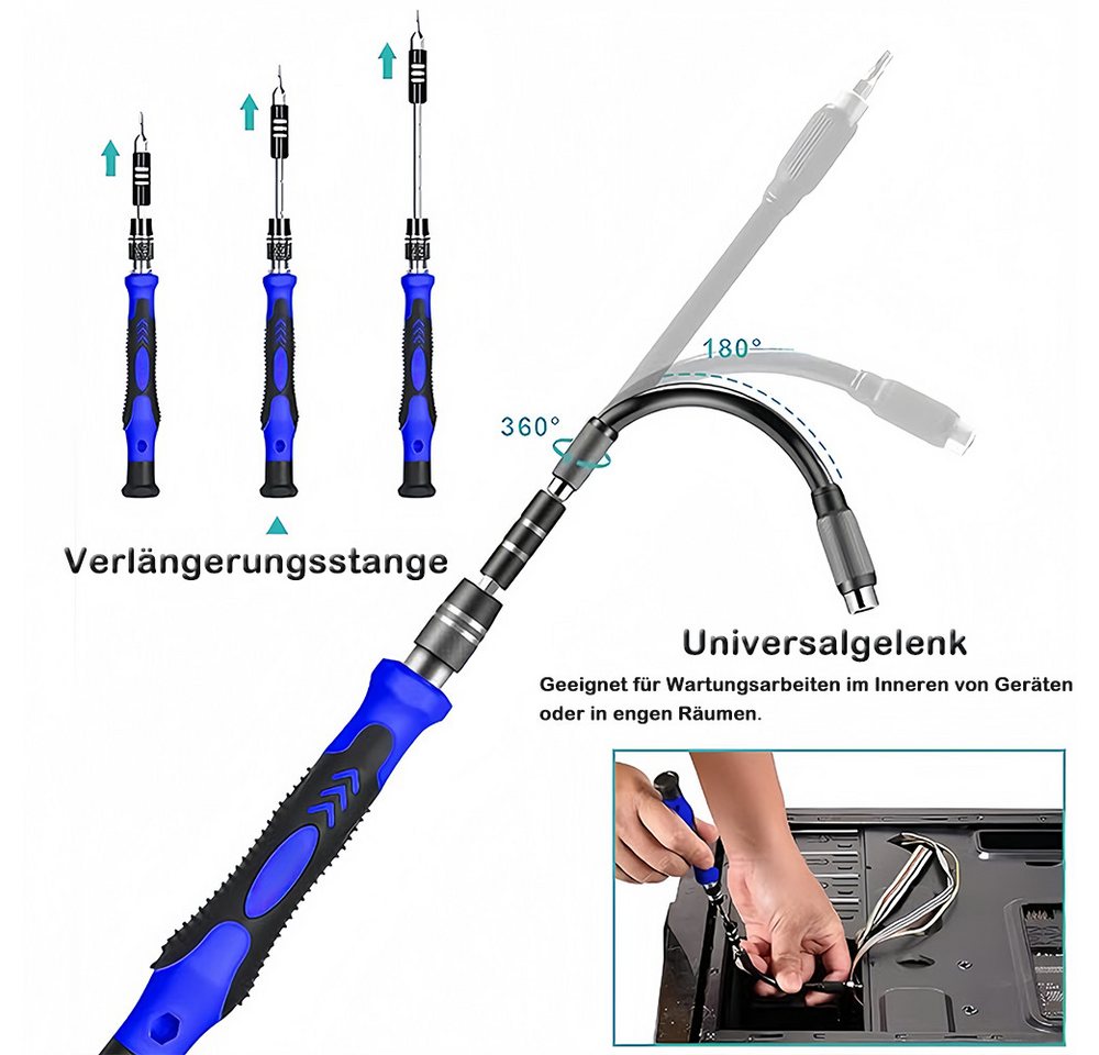 AFKSMILE Schraubendreher 142-teilig Isoliertes Elektriker-Schraubendreher Präzisionsschraubend, (142 St)Rutschfeste griffe, magnetische Spitzen professioneller Koffer Bild 3