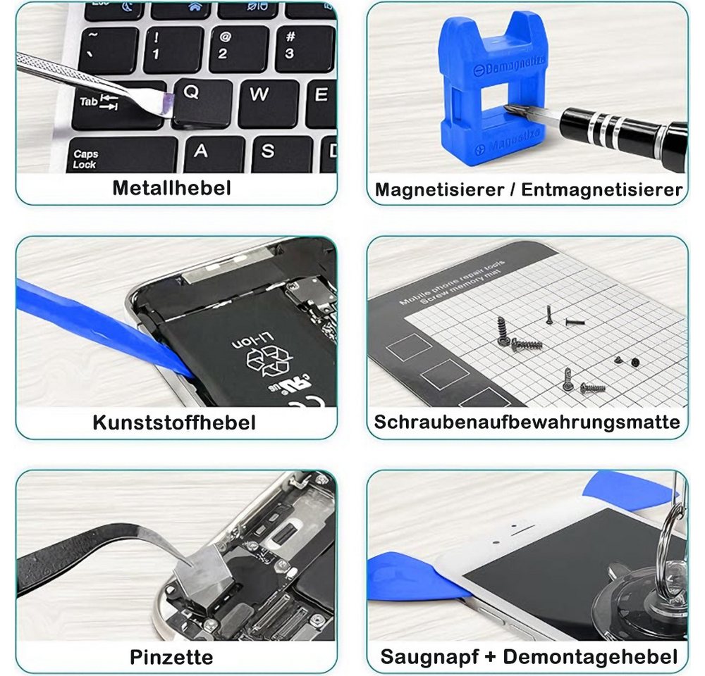 AFKSMILE Schraubendreher 142-teilig Isoliertes Elektriker-Schraubendreher Präzisionsschraubend, (142 St)Rutschfeste griffe, magnetische Spitzen professioneller Koffer Bild 4