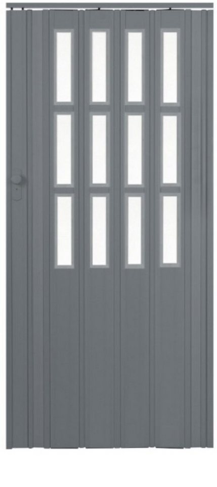 Standom Falttür Schiebetür Tür grau + Fenster Schloss H. 203 cm Türbreite bis 100 cm (1 Karton, 1-St., 1 Set), teils vormontiert Bild 3