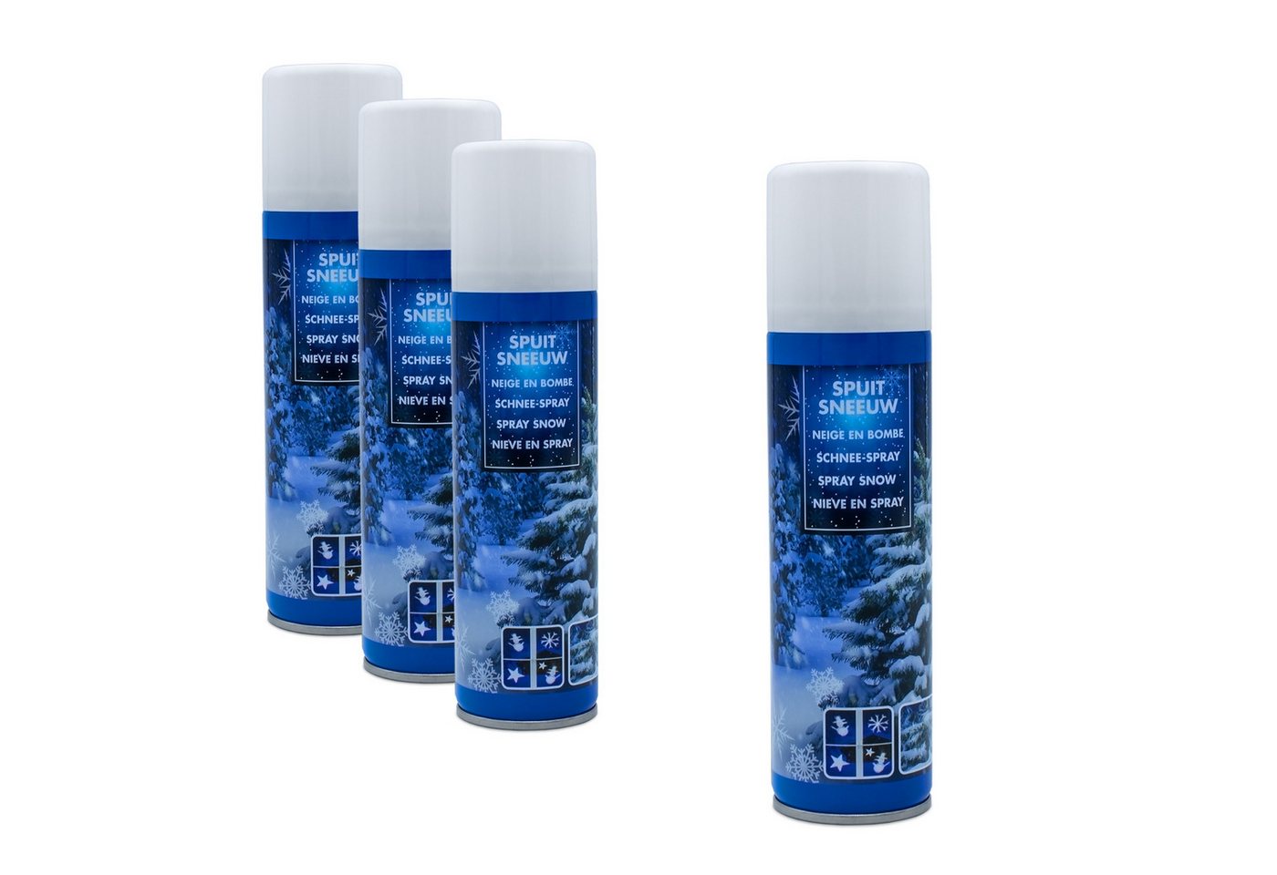 Spetebo Fensterdekoration Weihnachts Schnee Spray 111 ml - 4er Set, Deko Kunstschnee zum sprühen