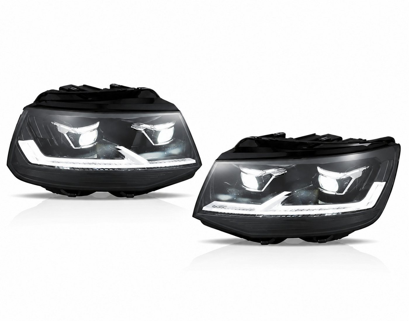 LLCTOOLS KFZ-Ersatzleuchte Voll LED Scheinwerfer Passend für Volkswagen T6 15–19 Schwarz DRL, LED, Plug & Play, E-Prüfzeichen, elektrische Leuchtweitenregulierung Bild 2