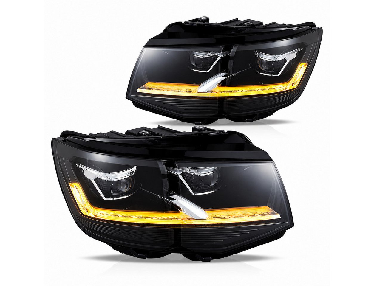 LLCTOOLS KFZ-Ersatzleuchte Voll LED Scheinwerfer Passend für Volkswagen T6 15–19 Schwarz DRL, LED, Plug & Play, E-Prüfzeichen, elektrische Leuchtweitenregulierung Bild 4