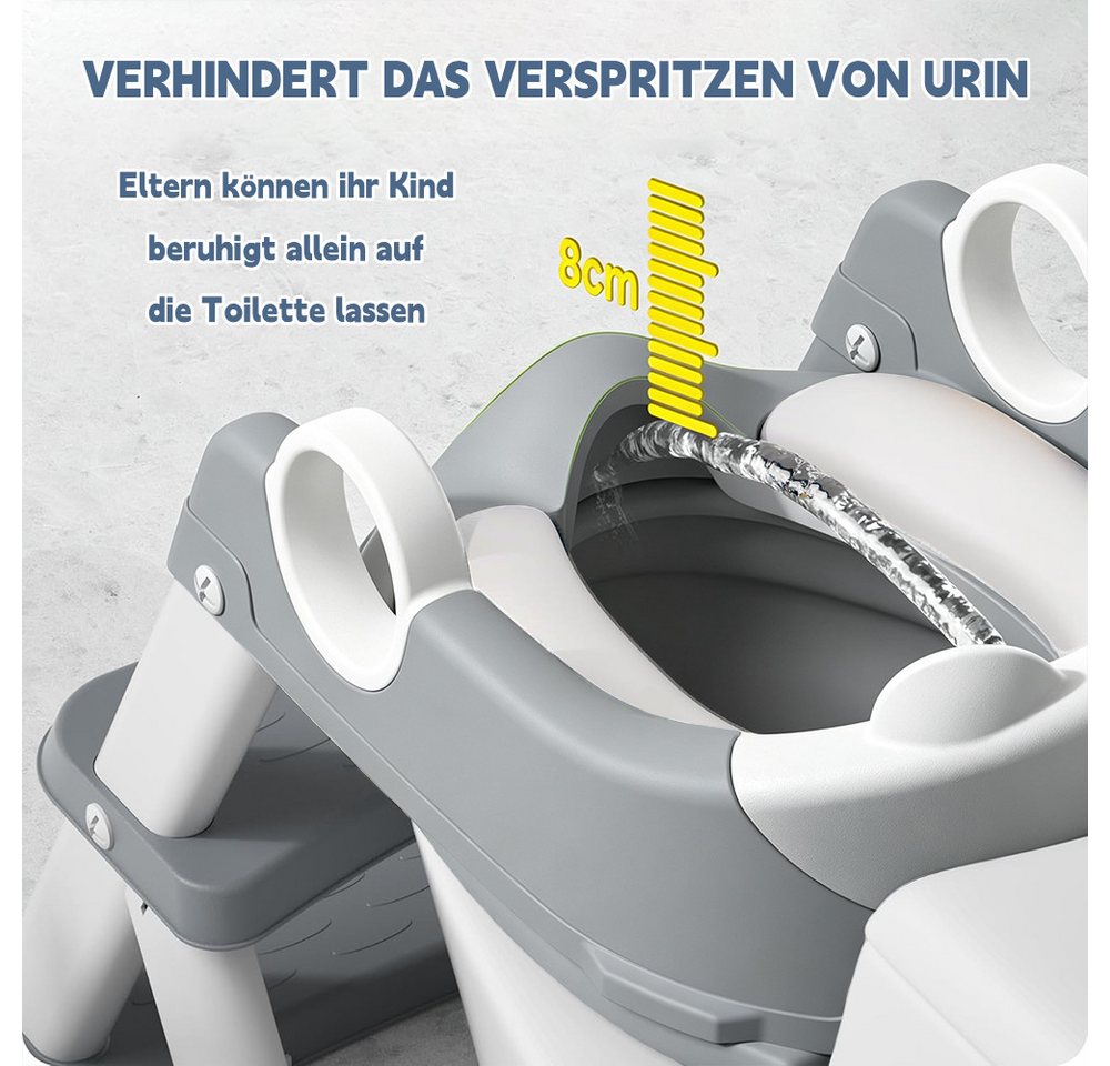 AFKSMILE Toilettentrainer Toilettentrainer für Kinder, 2 in 1 Kind Toilettensitz mit Treppe, Toilet Training, Spritz und Rutschfestes Trittbrett, Höhenverstellbar Bild 2