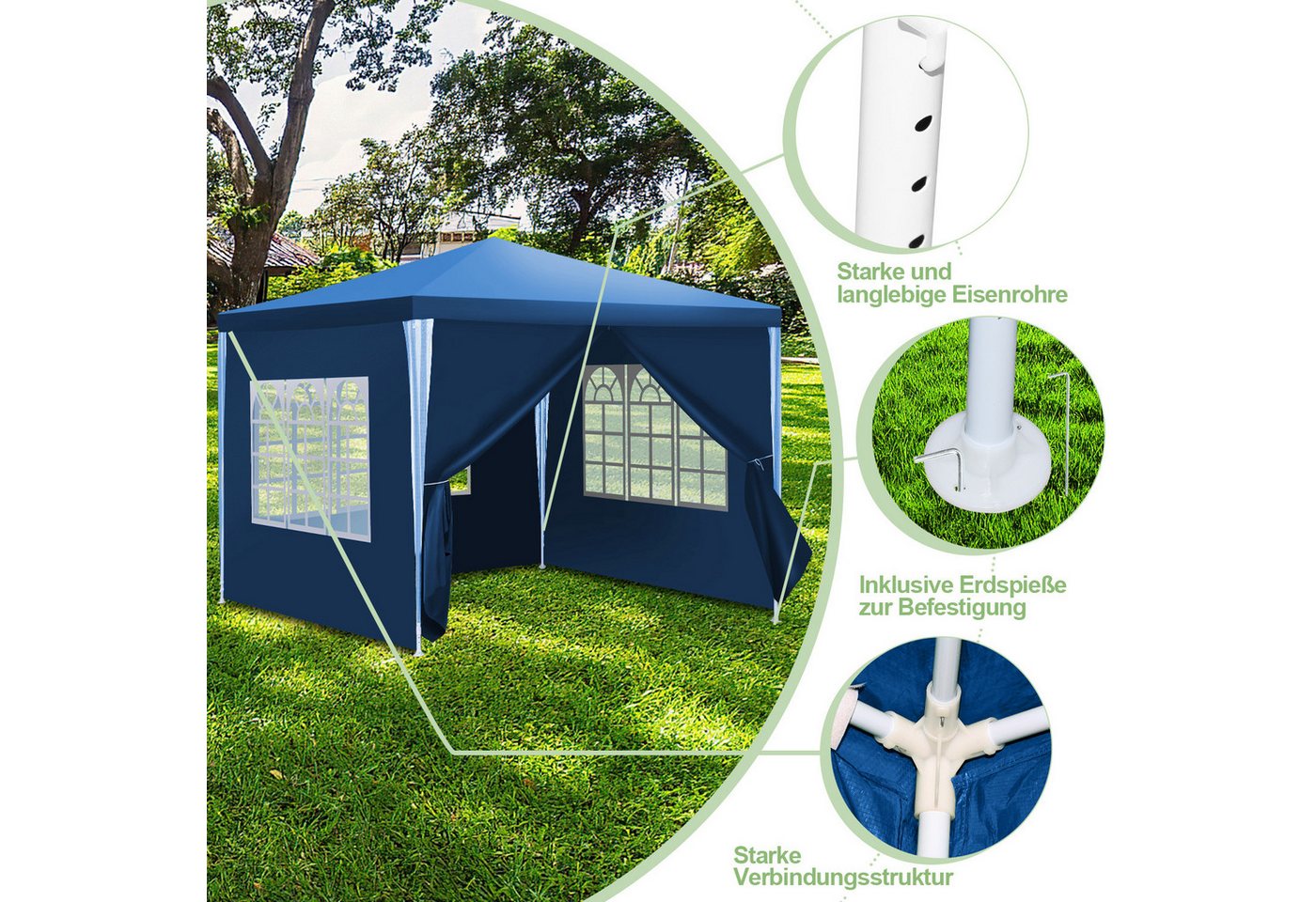 Clanmacy Pavillon 3x3m Pavillon, Garten Festzelt Gartenzelt Wasserdicht, UV-Schutz Bild 3