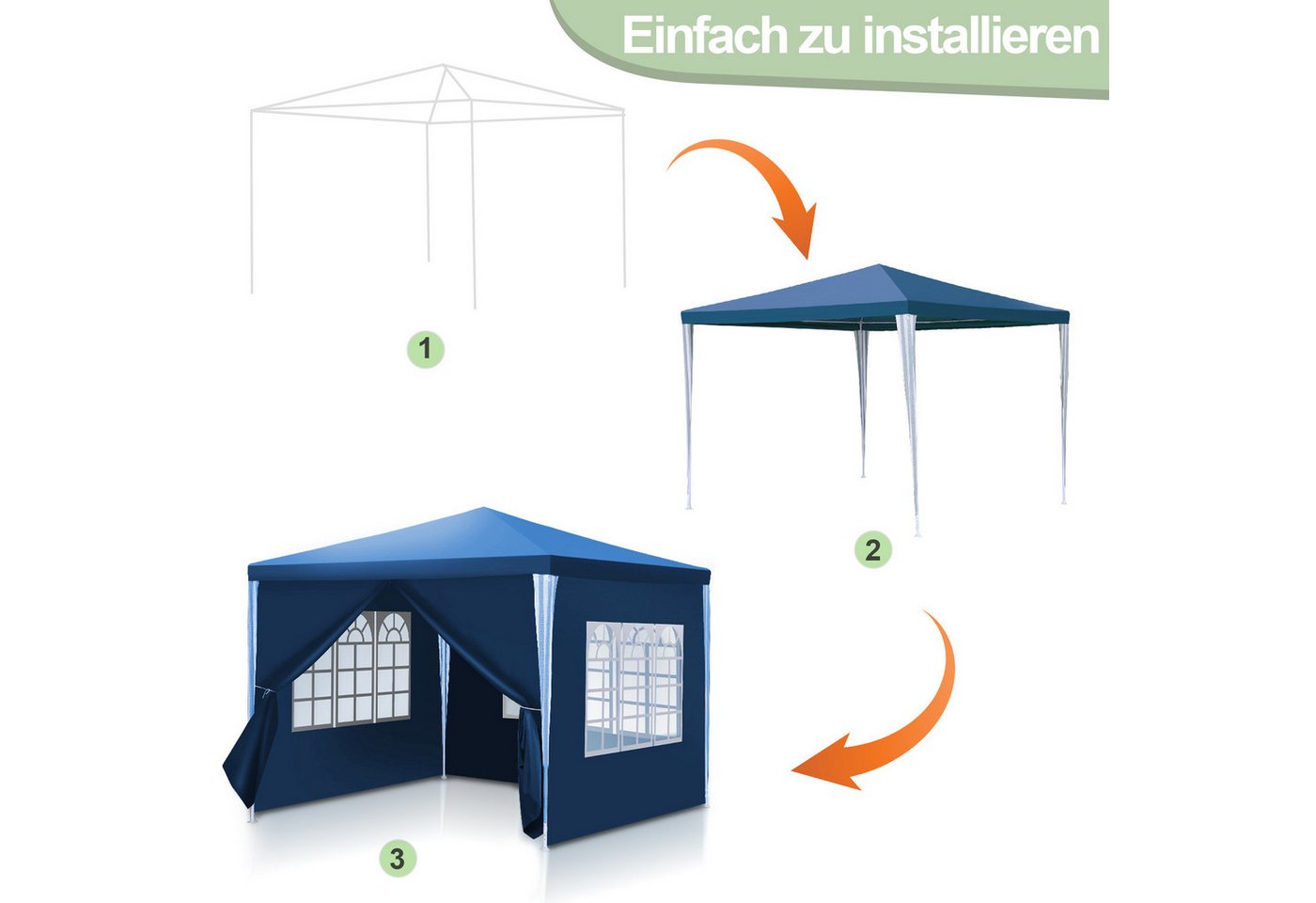 Clanmacy Pavillon 3x3m Pavillon, Garten Festzelt Gartenzelt Wasserdicht, UV-Schutz Bild 5