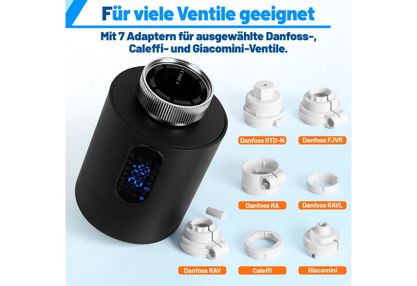 Clanmacy Heizkörperthermostat Smartes Thermostat WiFi, App-Steuerung, Smart Life/Tuya, Schwarz, 4er, (28 St) Bild 4