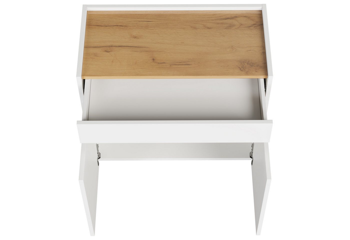 Flieks Aktenschrank mit Arbeitsplatte in Holzoptik Natur, 1 großer Schublade, 2 Türen (80x40x70 cm, 1-St) Mehrzweckschrank Bücherregal mit verstellbare Einlegeböden Weiß Bild 3