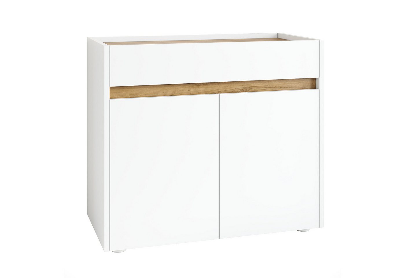 Flieks Aktenschrank mit Arbeitsplatte in Holzoptik Natur, 1 großer Schublade, 2 Türen (80x40x70 cm, 1-St) Mehrzweckschrank Bücherregal mit verstellbare Einlegeböden Weiß Bild 4