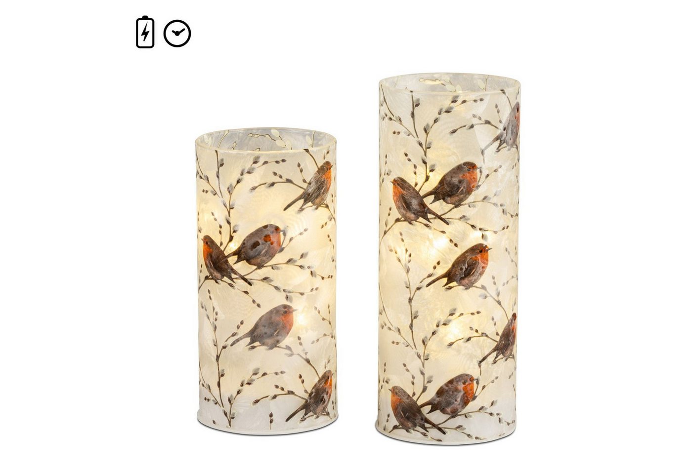 formano LED Dekolicht Winterzeit, LED, Mit Timerfunktion, Weiß, Rotkehlchen, H: 20cm Bild 2