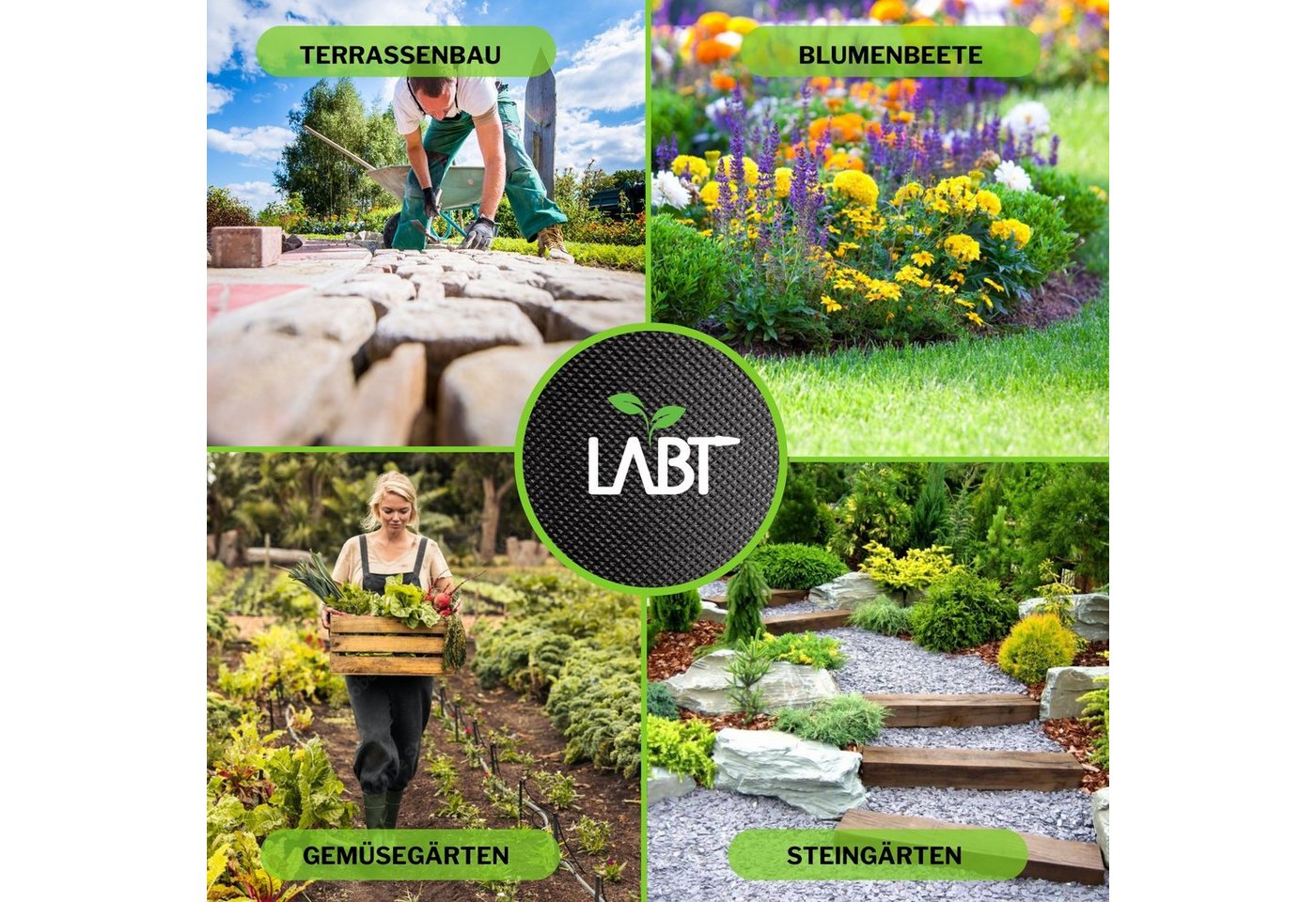 LABT Unkrautvlies Unkrautvlies LABT® Gartenvlies 1m x 20m mit Erdankern 150g/m² stark Bild 3